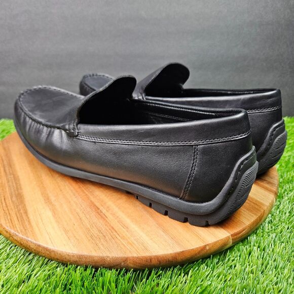 Ecco Mens Classic Moc Loafers Size 44 10 Black Leather Moc Driving Shoes Slip On main image 8